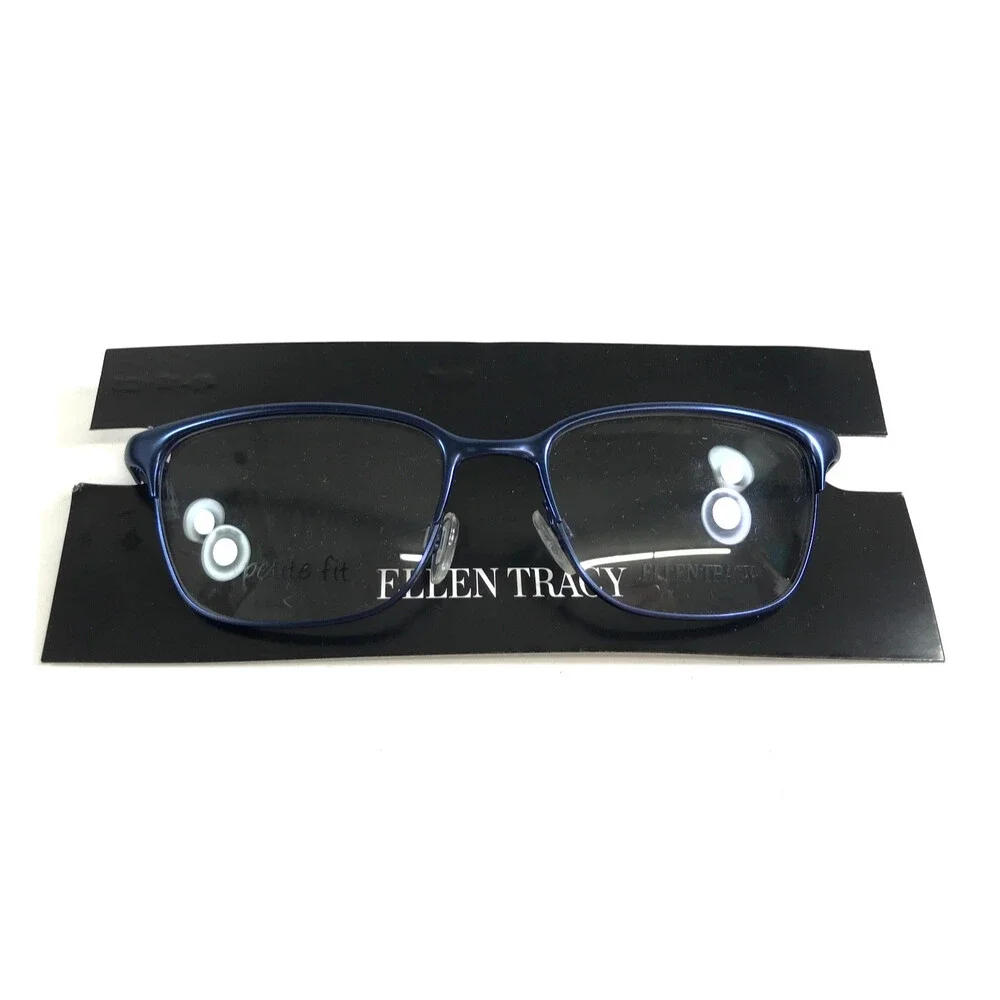 Ellen Tracy Petite Eyeglasses Frames SHIMA NAVY Blue Silver Cat Eye 49-16-125